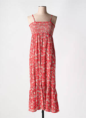 Robe longue imprimé fleurs sans manche rouge C'EST BEAU LA VIE femme