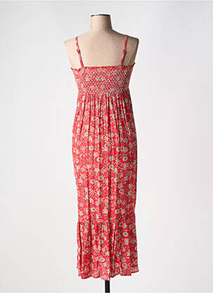 Robe longue imprimé fleurs sans manche rouge C'EST BEAU LA VIE femme