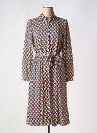 Robe mi-longue imprimé fantaisie manches longues noir C'EST BEAU LA VIE femme