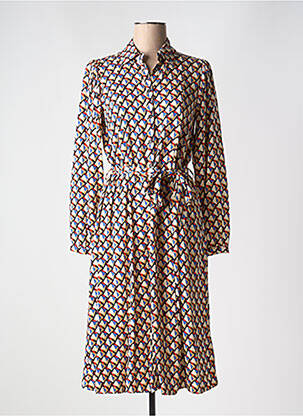 Robe mi-longue imprimé fantaisie manches longues noir C'EST BEAU LA VIE femme