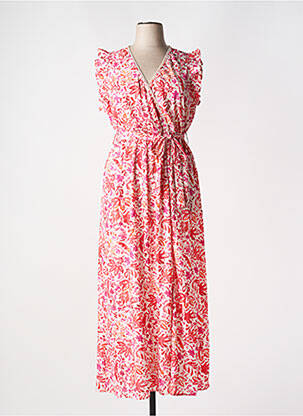 Robe longue manches courtes manches courtes rose BY ONE femme