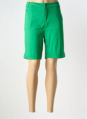 Bermuda tissage popeline taille normale vert WORLD FASHION femme