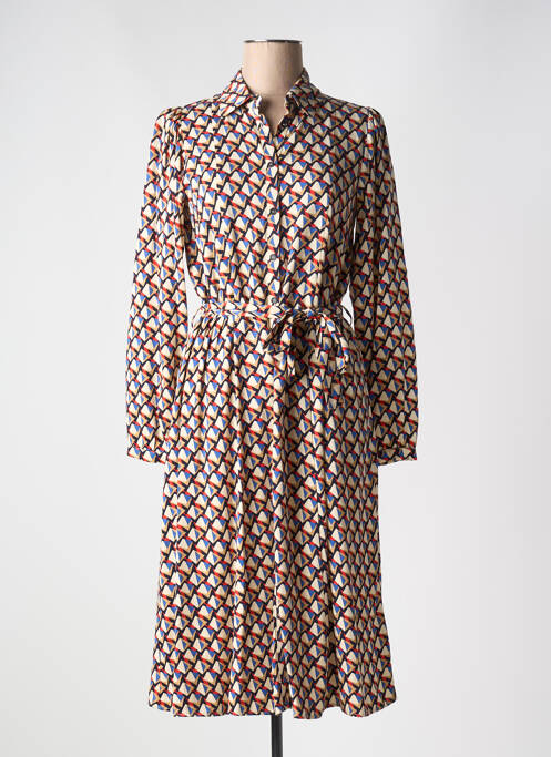 Robe mi-longue imprimé fantaisie manches longues noir C'EST BEAU LA VIE femme