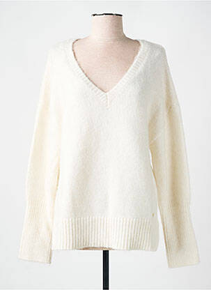 Pull col v manches longues blanc LES P'TITES BOMBES femme