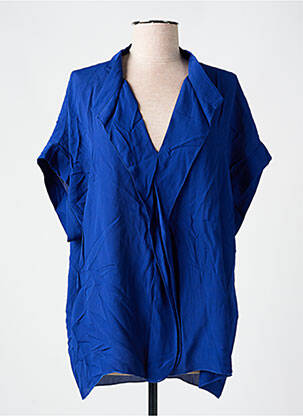 Blouse tissage crêpe manches courtes bleu IMPERIAL femme