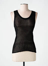Pull maille ajourée sans manche noir FREEMAN T.PORTER femme