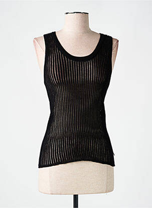 Pull maille ajourée sans manche noir FREEMAN T.PORTER femme