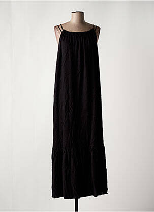 Robe longue coupe évasée fines bretelles noir PLEASE femme