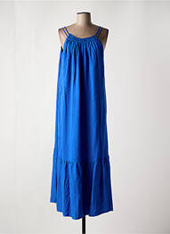 Robe longue coupe évasée fines bretelles bleu PLEASE femme