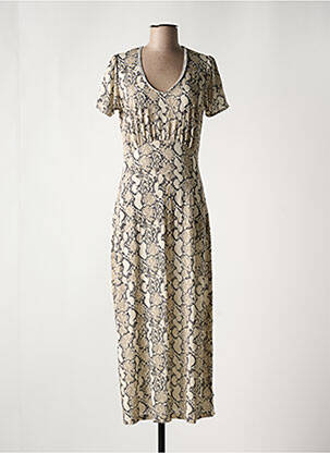 Robe longue manches courtes manches courtes beige LE TEMPS DES CERISES femme