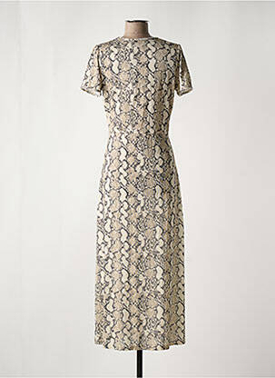 Robe longue manches courtes manches courtes beige LE TEMPS DES CERISES femme