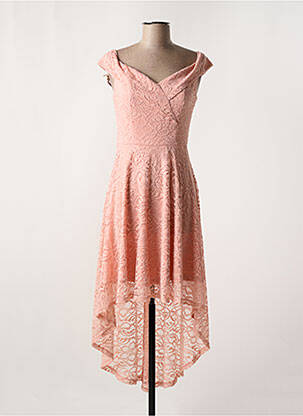 Robe mi-longue manches courtes manches courtes rose H.R HOMRAIN femme