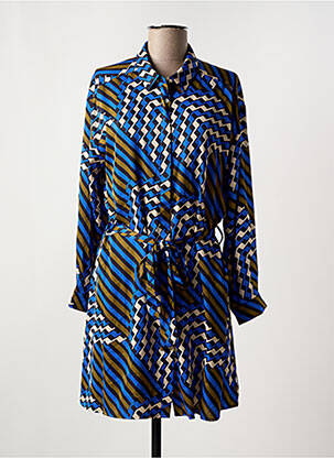 Robe courte coupe fluide manches longues bleu FREEMAN T.PORTER femme