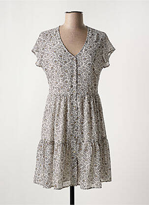 Robe courte manches courtes manches courtes beige LE TEMPS DES CERISES femme