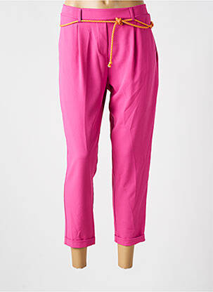Pantalon chino poches taille haute rose PLEASE femme