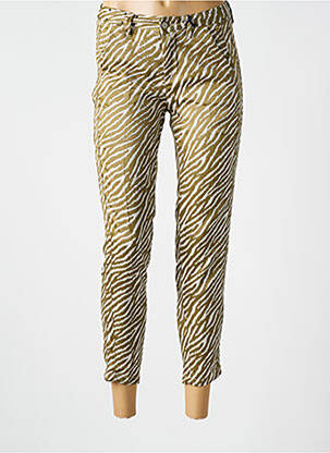 Pantalon chino fermeture zippée sous rabat boutonné taille normale vert FREEMAN T.PORTER femme