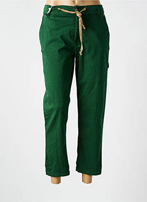 Pantalon 7/8 stretch taille normale vert PLEASE femme