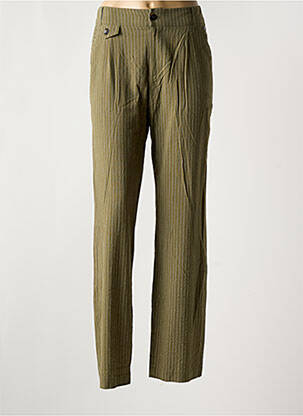 Pantalon droit fermeture zippée sous rabat boutonné taille normale vert FREEMAN T.PORTER femme