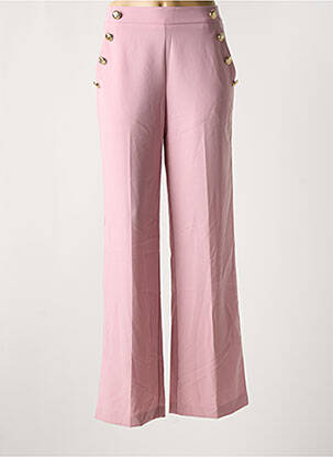 Pantalon droit tissage popeline taille normale rose IMPERIAL femme