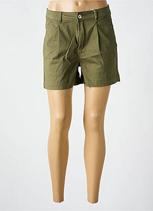 Short fermeture zippée sous rabat boutonné vert LPB femme