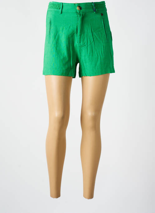 Short fermeture zippée sous rabat boutonné vert FREEMAN T.PORTER femme