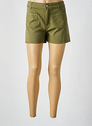 Short fermeture zippée sous rabat boutonné vert PLEASE femme