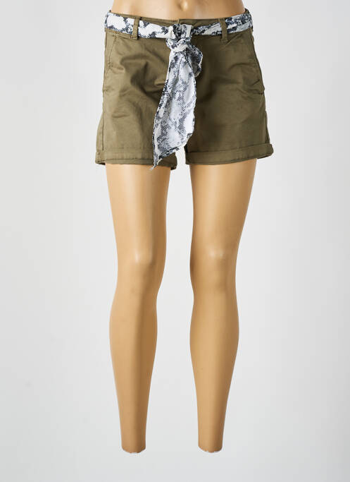 Short fermeture zippée sous rabat boutonné vert LE TEMPS DES CERISES femme