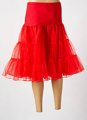 Jupe mi-longue taille haute rouge FOREVER FIFTIES femme