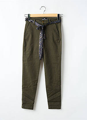 Pantalon chino fermeture zippée sous rabat boutonné taille normale vert FREEMAN T.PORTER femme