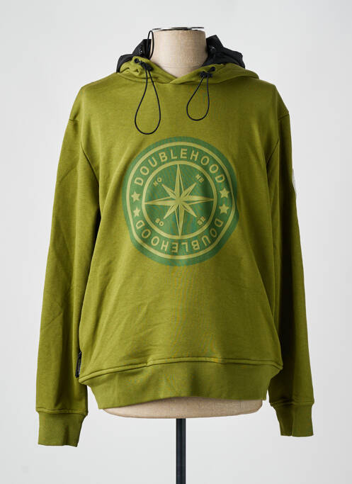 Sweat-shirt à capuche vert DOUBLEHOOD pour homme
