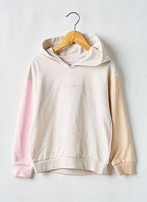 Sweat-shirt à capuche coupe droite manches longues beige GUESS fille