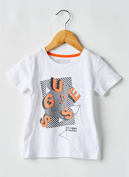 T-shirt tissage jersey manches courtes blanc GUESS garcon