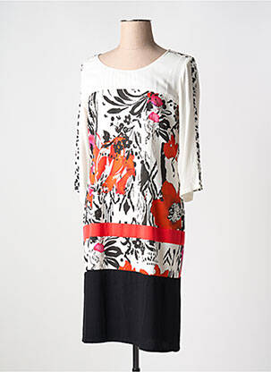 Robe mi-longue manches 3/4 manches 3/4 blanc PAUSE CAFE femme