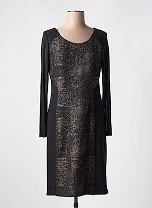 Robe mi-longue manches longues manches longues noir PAUSE CAFE femme