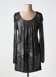 Tunique manches longues imprimé fantaisie noir LAUREN VIDAL femme