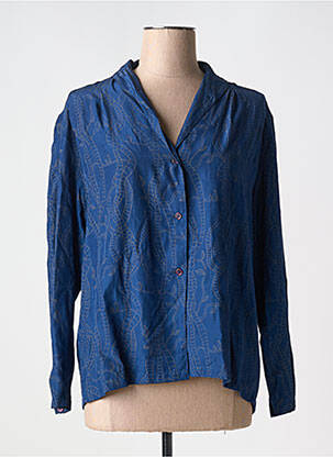 Chemisier coupe cintrée manches longues bleu JOUSSE femme