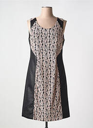 Robe mi-longue imprimé fantaisie sans manche noir PAUSE CAFE femme