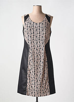 Robe mi-longue imprimé fantaisie sans manche noir PAUSE CAFE femme