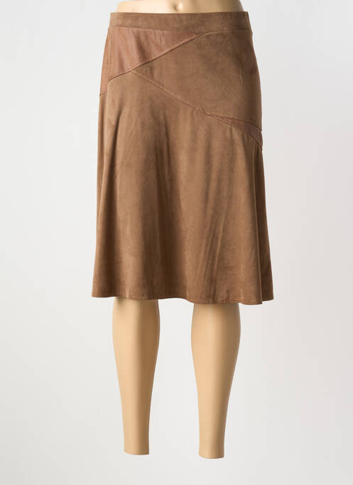 Jupe mi-longue marron HALOGENE pour femme