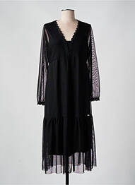 Robe mi-longue manches longues manches longues noir MALOKA femme