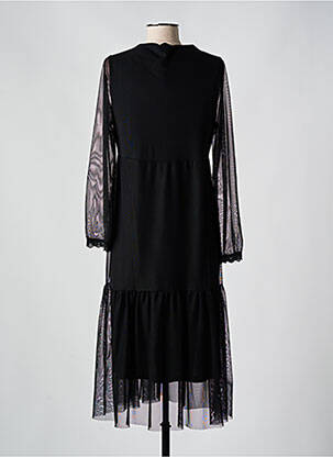 Robe mi-longue manches longues manches longues noir MALOKA femme