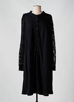 Robe mi-longue manches longues manches longues noir ZHENZI femme