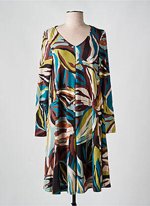 Robe mi-longue coupe évasée manches longues marron AN II VITO femme