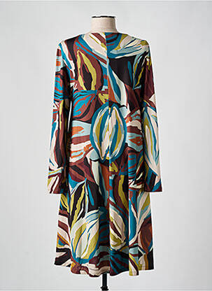 Robe mi-longue imprimé fantaisie manches longues marron AN II VITO femme
