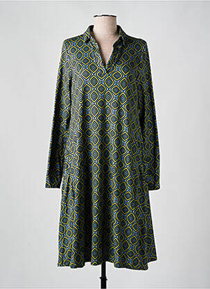 Robe mi-longue imprimé fantaisie manches longues vert AN II VITO femme