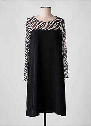 Robe mi-longue coupe fluide manches longues noir AN II VITO femme