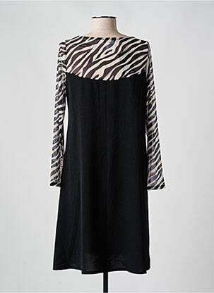 Robe mi-longue coupe fluide manches longues noir AN II VITO femme