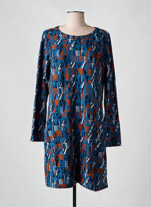 Robe mi-longue imprimé fantaisie manches longues bleu LILY & ME femme