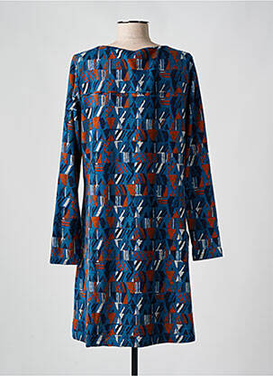 Robe mi-longue imprimé fantaisie manches longues bleu LILY & ME femme