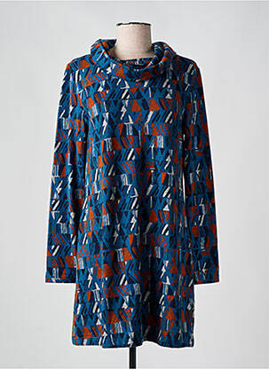 Robe courte manches longues manches longues bleu LILY & ME femme